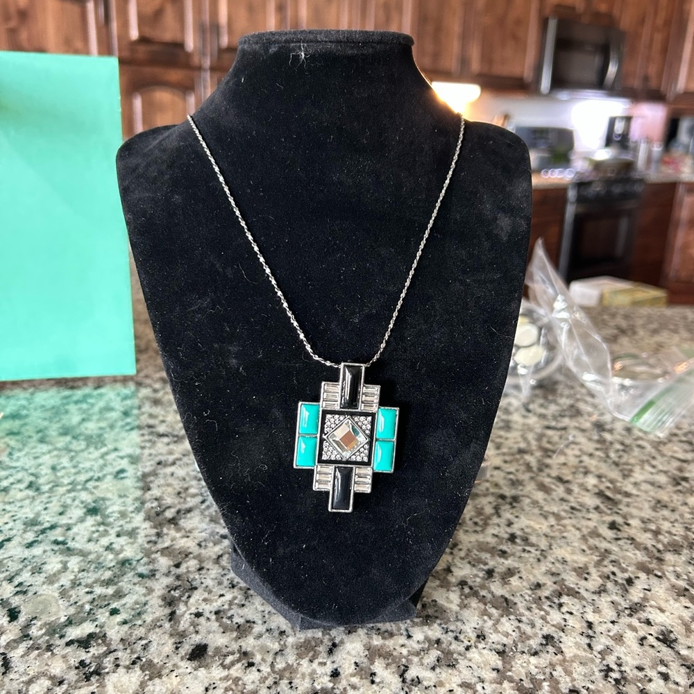 Lia Sophia Silver Necklace with Turquoise Accents